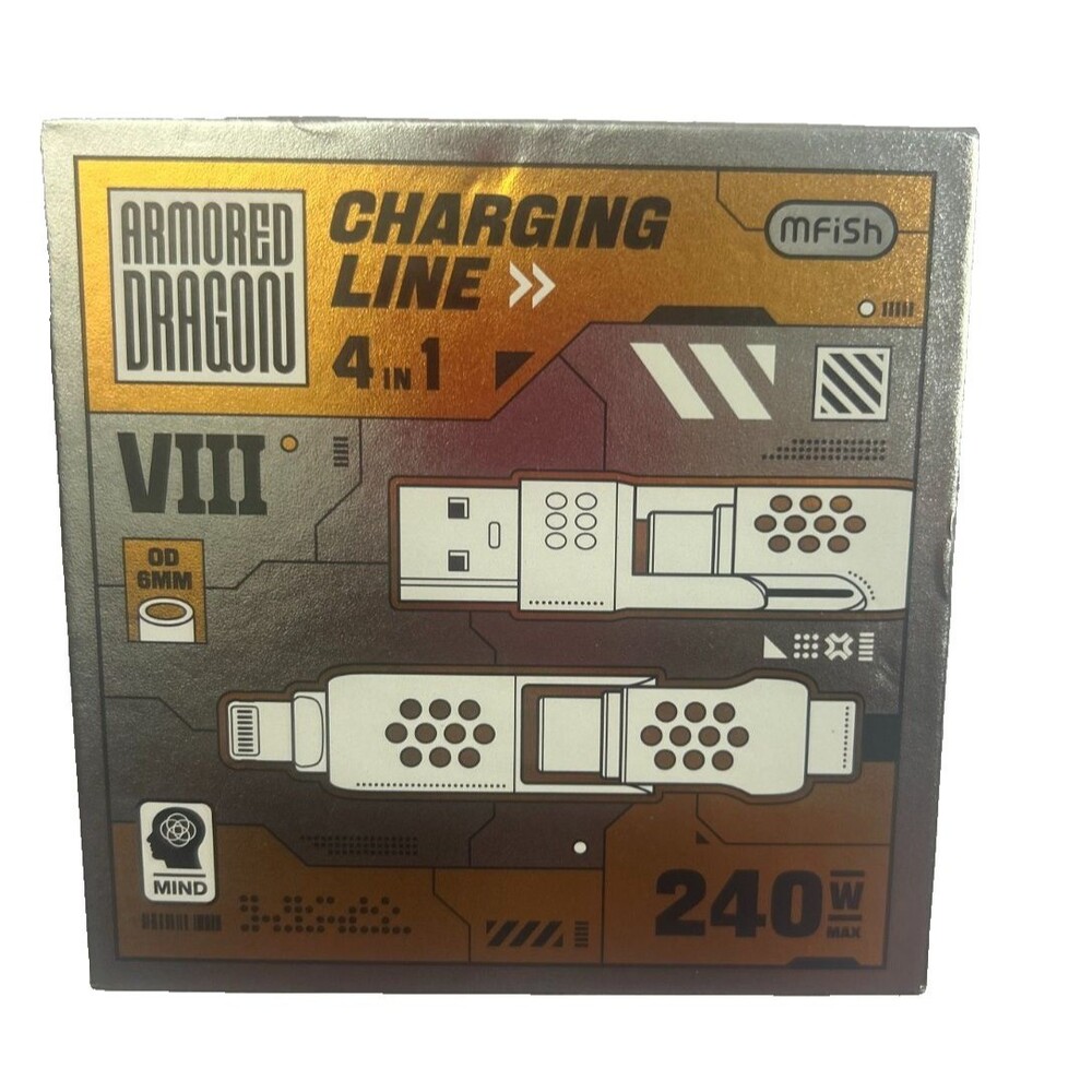 Mfish 4 in 1 Charging Line Cable 240w Armored Dragon Type C USB A iPhone Androi